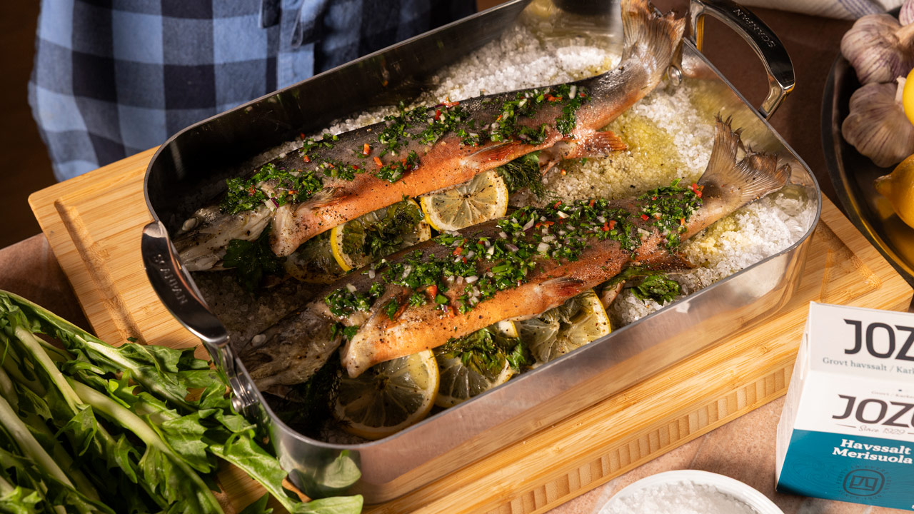Saltbagt rødding med citron og gremolata