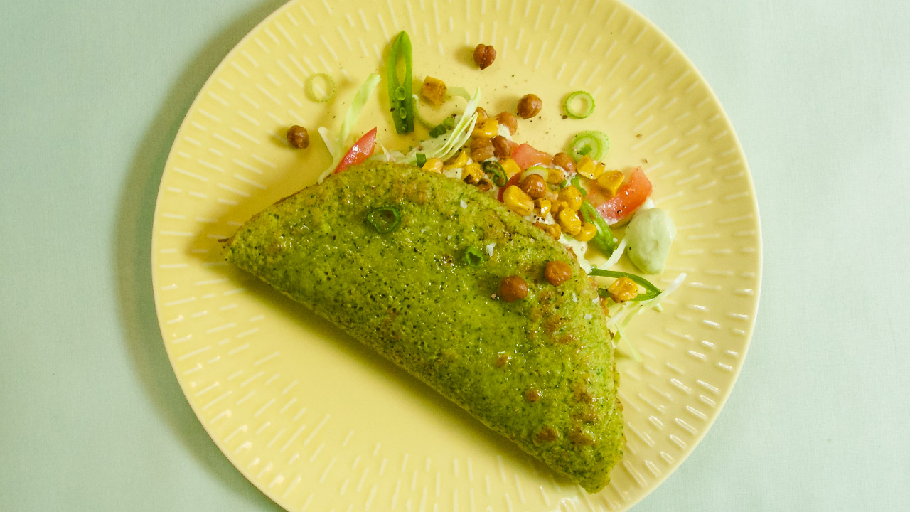 Linsewraps med grønt og sprøde kikærter