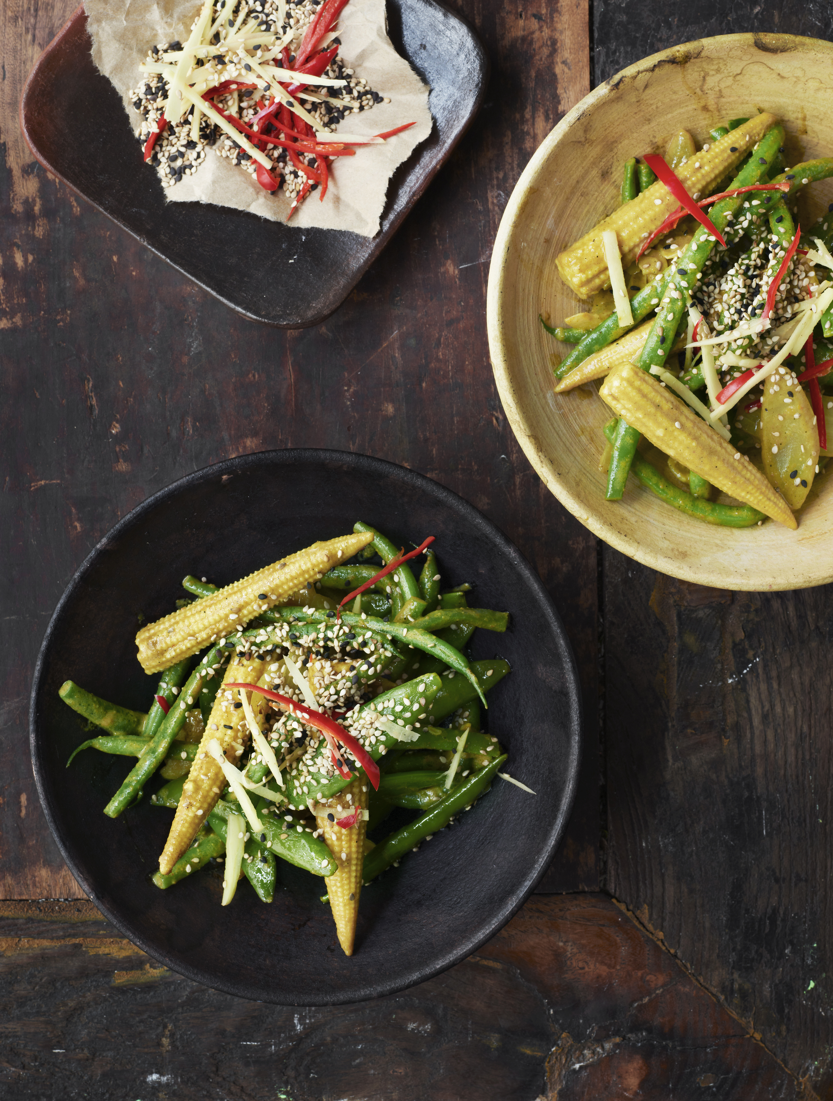 Lynstegte grøntsager med karry