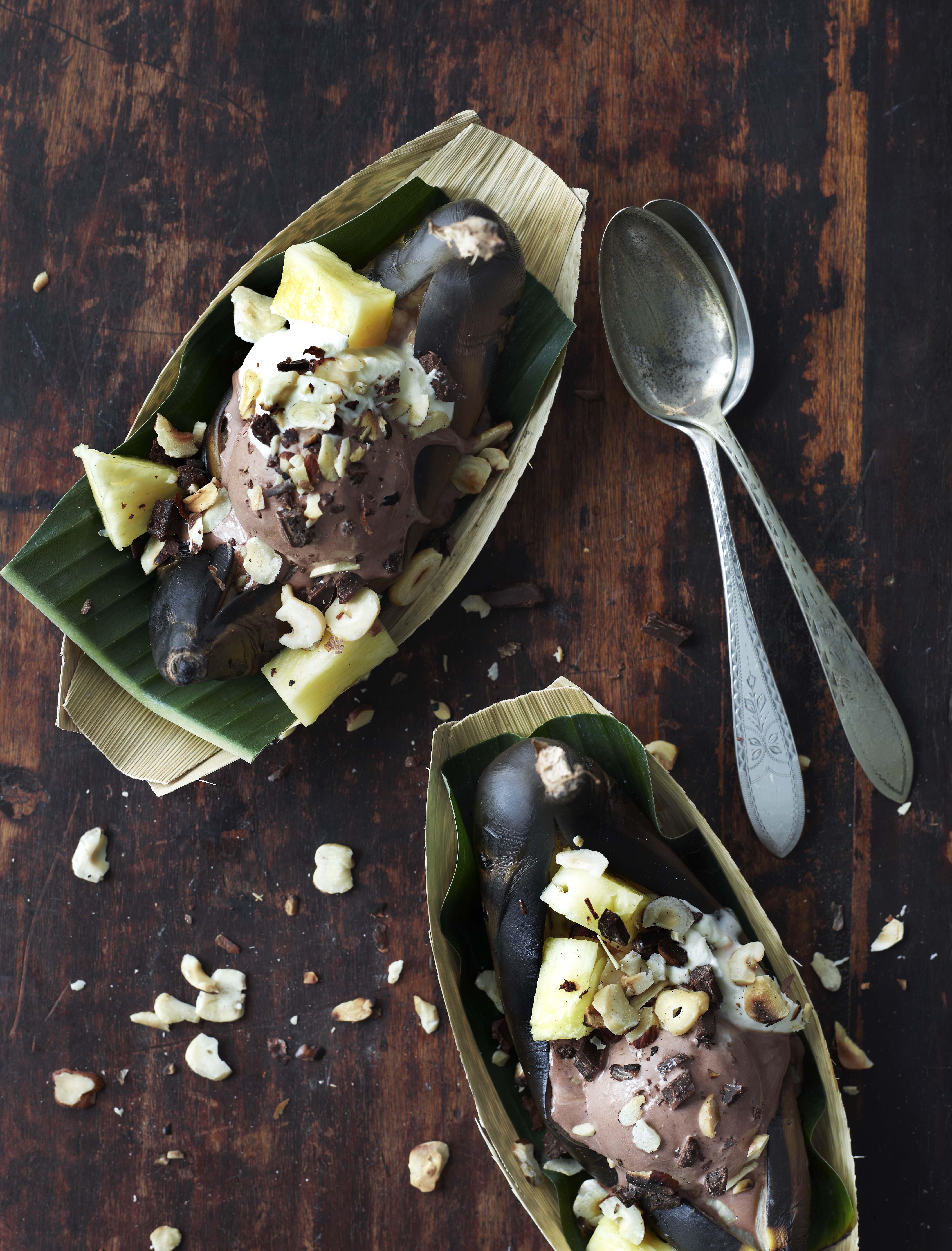 Grillede bananasplit de luxe