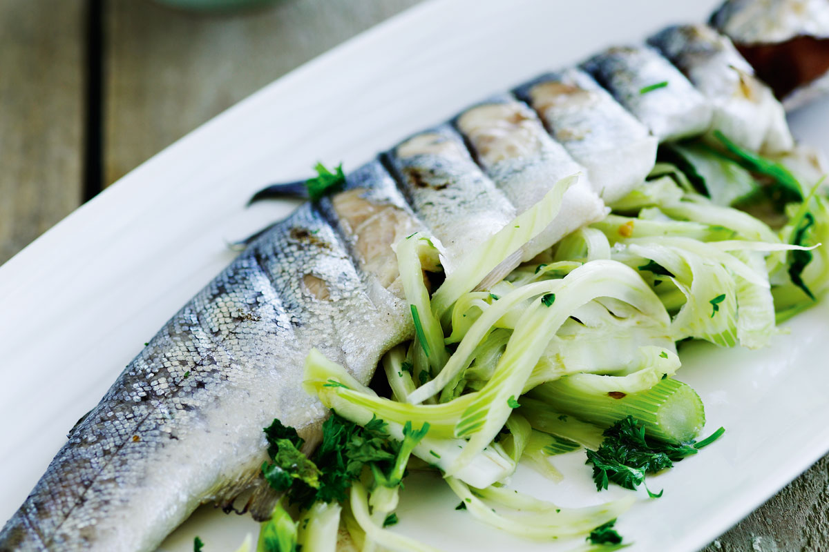 Grillet ørred eller knurhane i folie