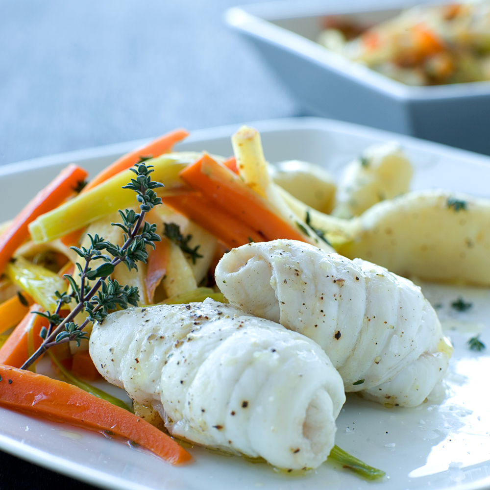 Rødspætteruller med urter