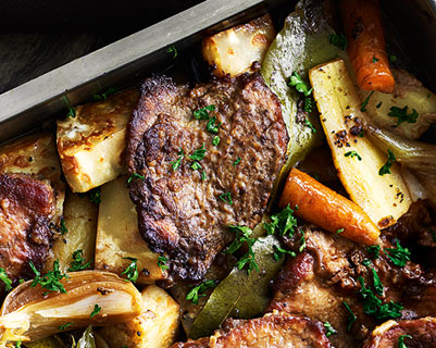 Bankekød med groft grønt