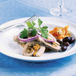 Minirullepølse med persille og abrikoser