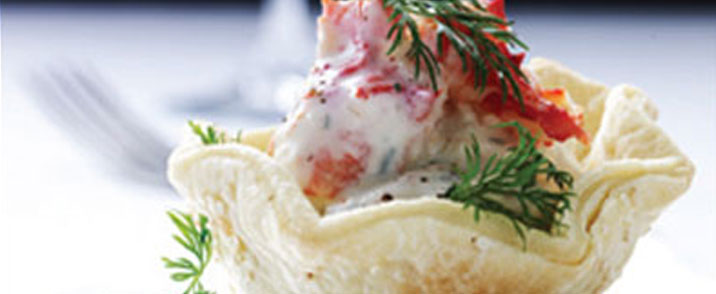Cremet snowcrab i sprød kurv