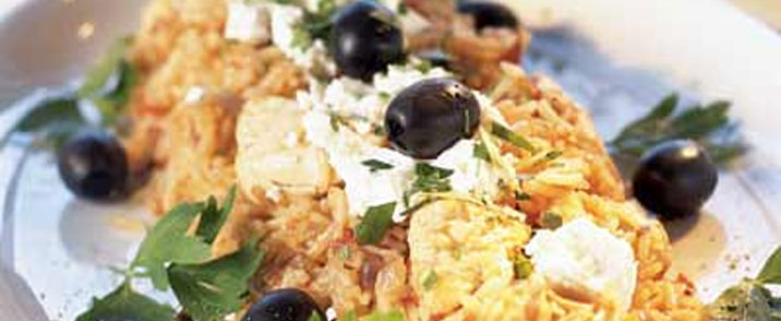 Græsk kylling med feta og oliven