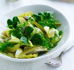 Fyldig salat med æg, kartofler og løg