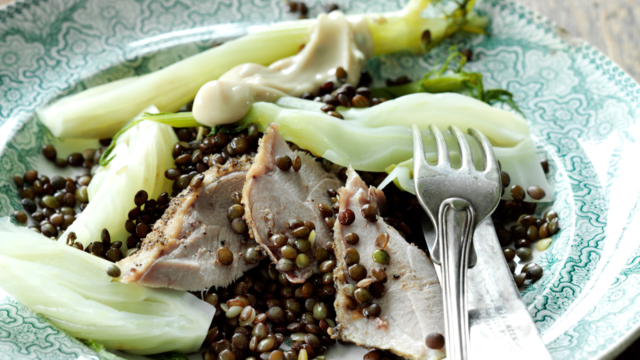 Andelår med grønne linser og fennikel 