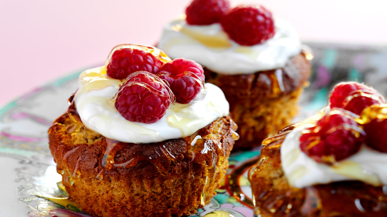 Honningmuffins med hindbær