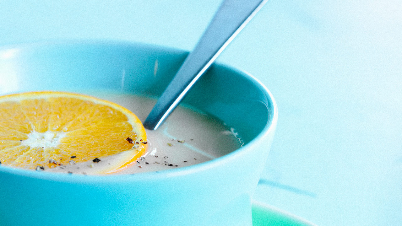 Kartoffelsuppe med appelsin