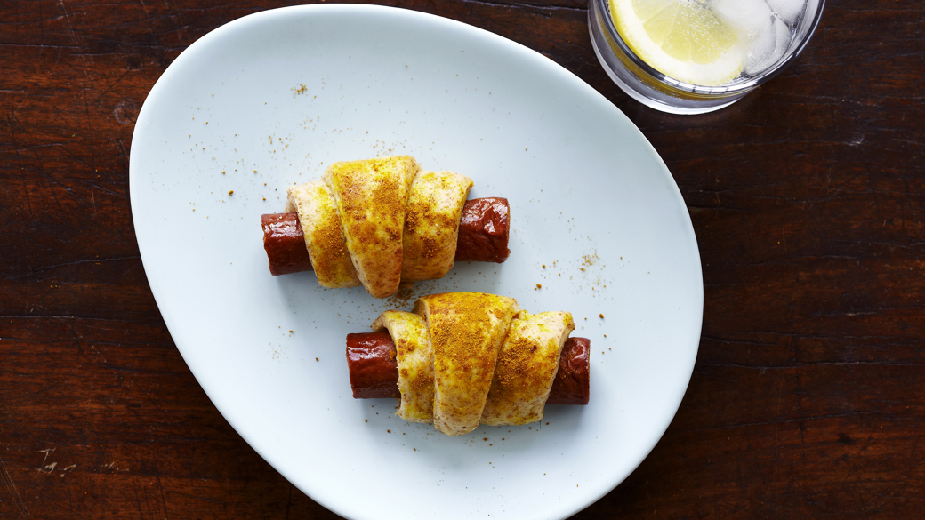 Pølsehorn med citronmayonnaise og karry