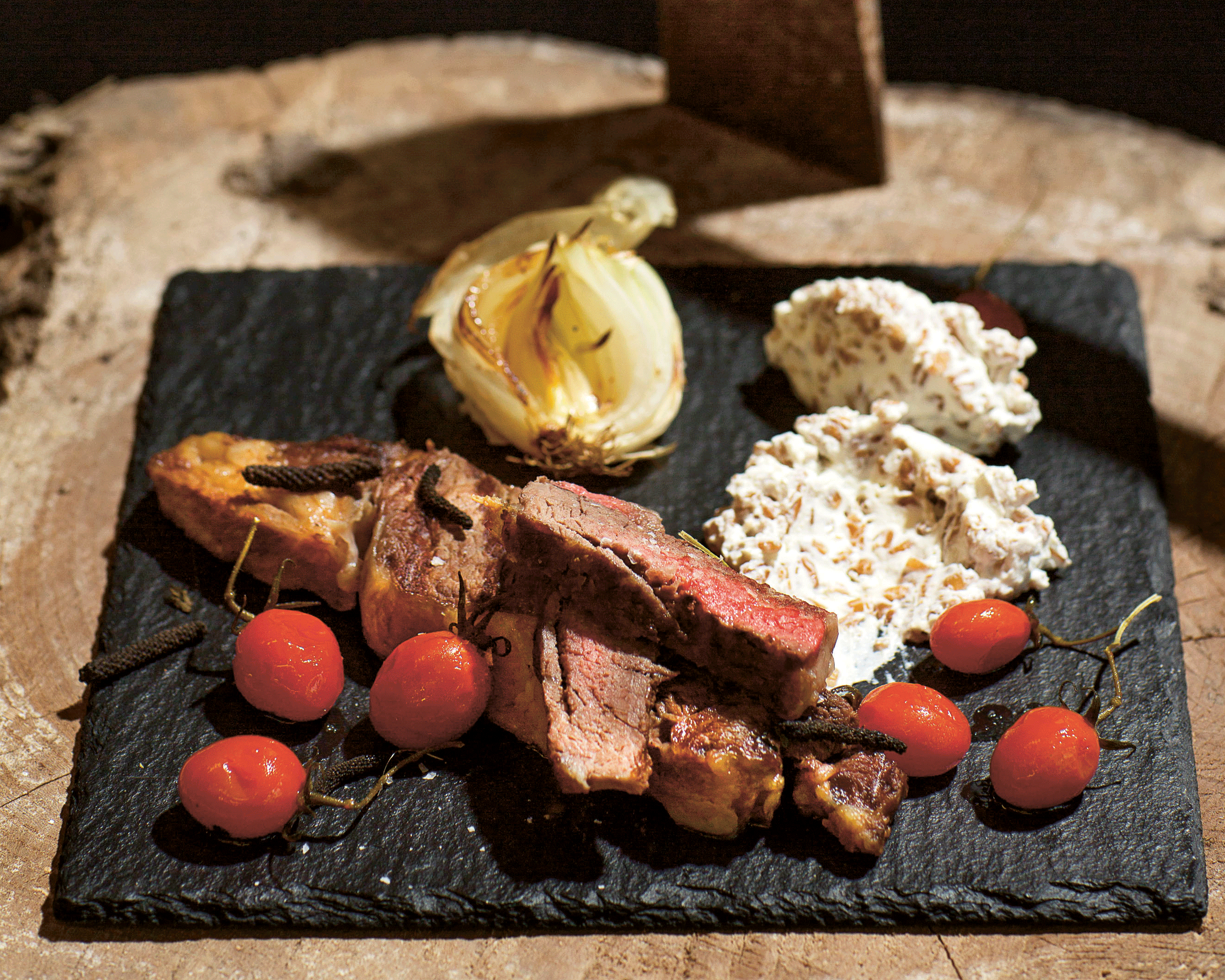 Røget oksehøjreb med kornotto