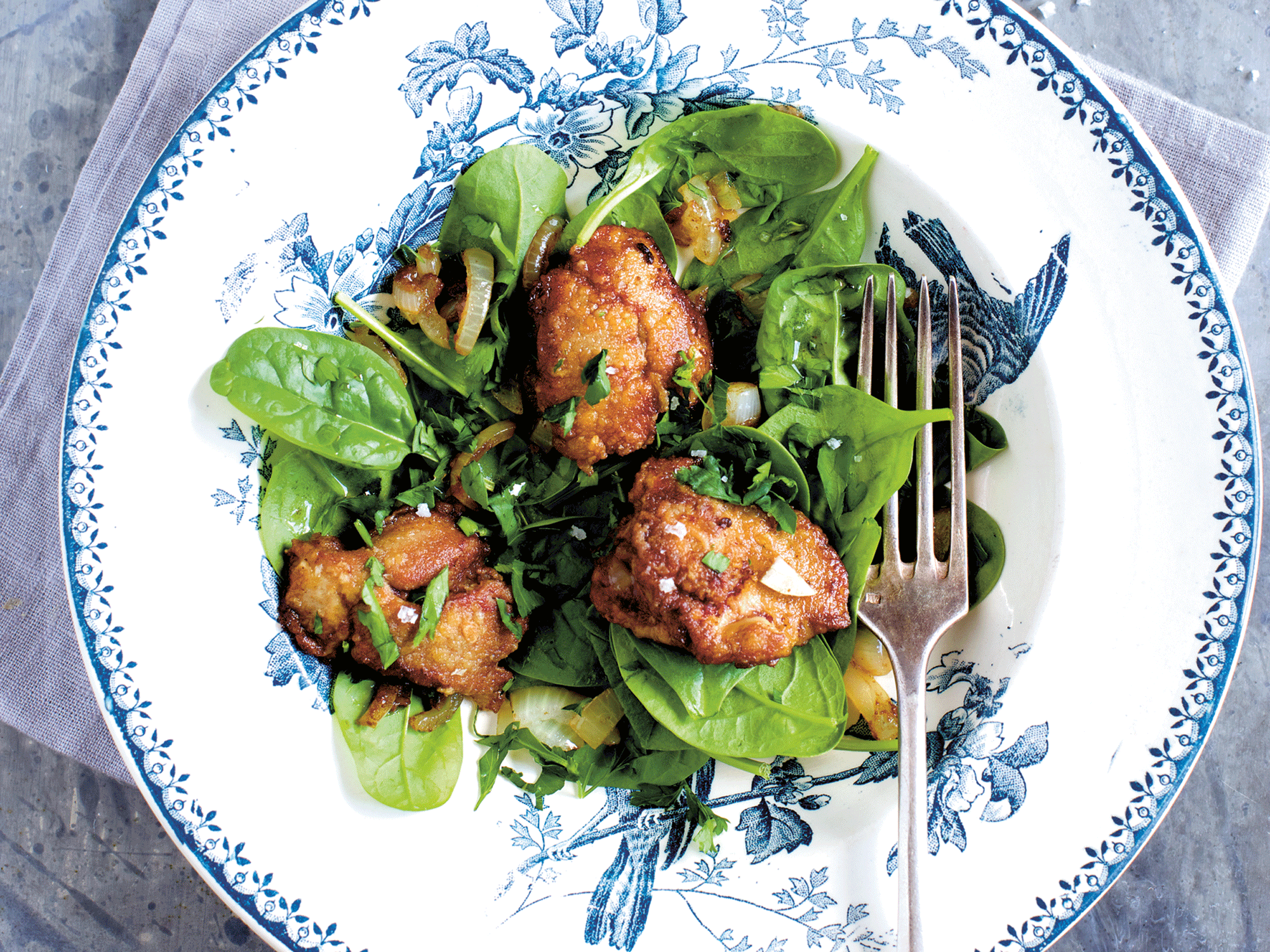 Spinatsalat med kyllingelever