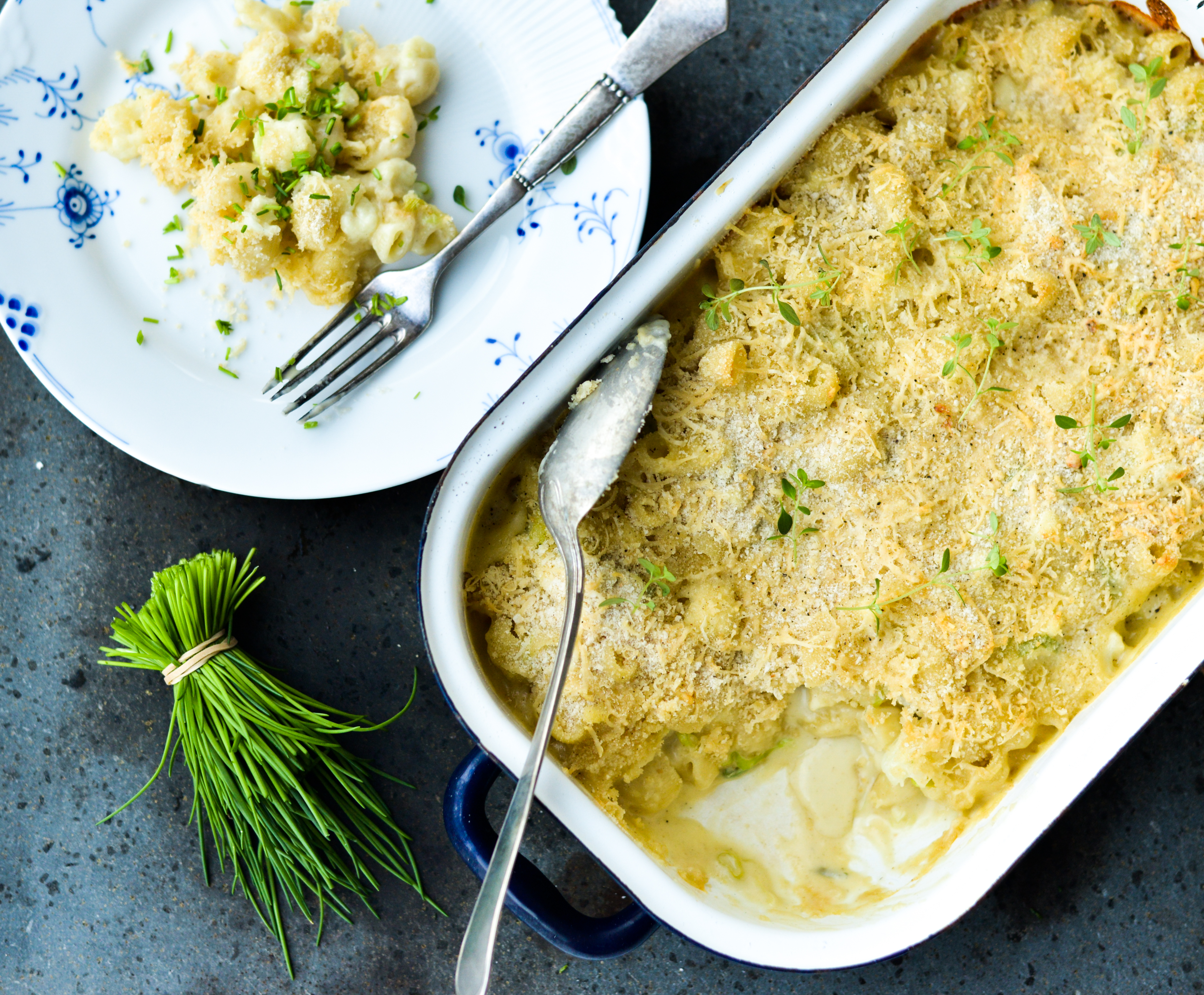 Mac’n cheese med blomkål og forårsløg