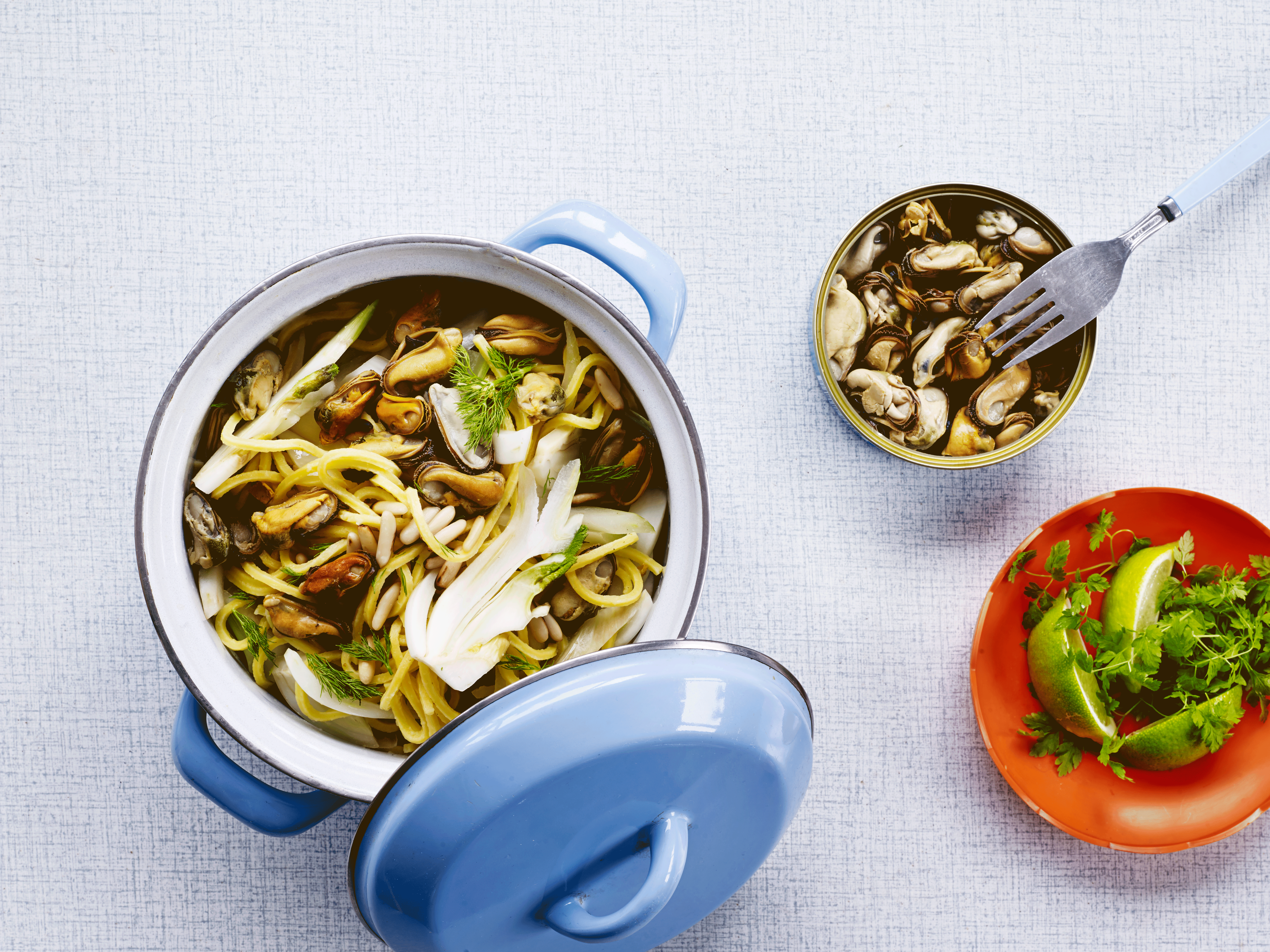 Spaghetti med muslinger og fennikel 