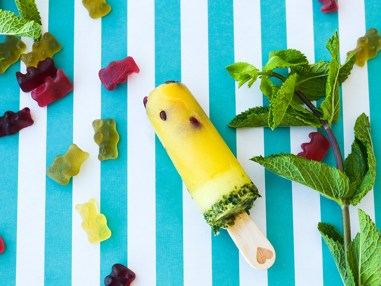 Appelsin og mynte-ispinde med vingummi