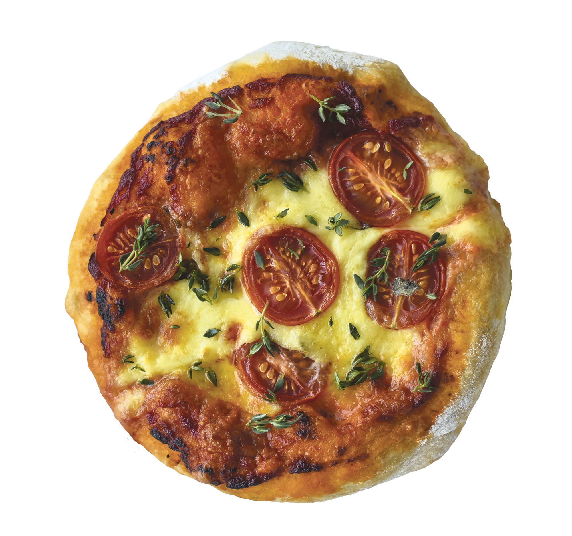 Minipizzaer med tomat og timian