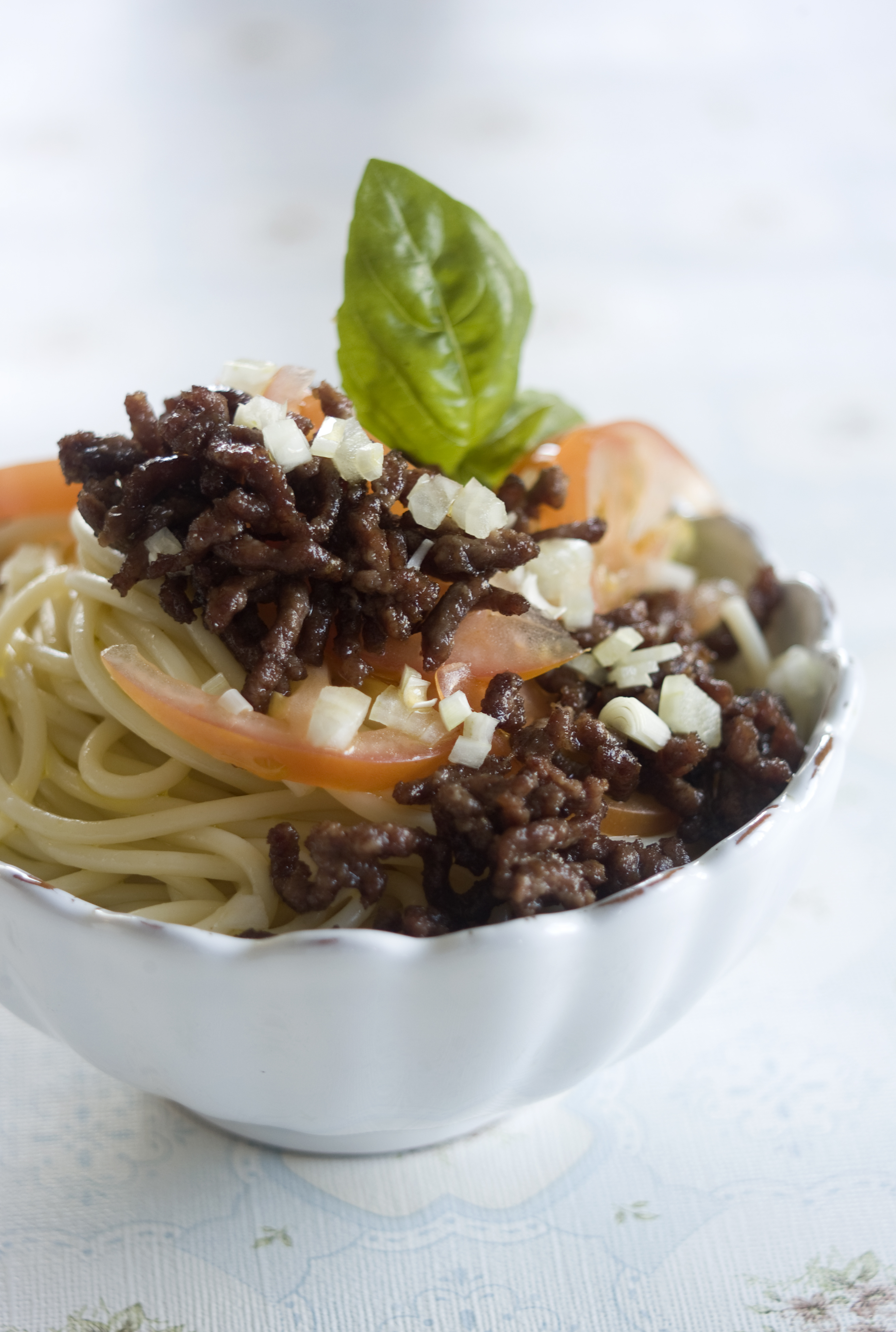 Pasta med tomater og oksekød