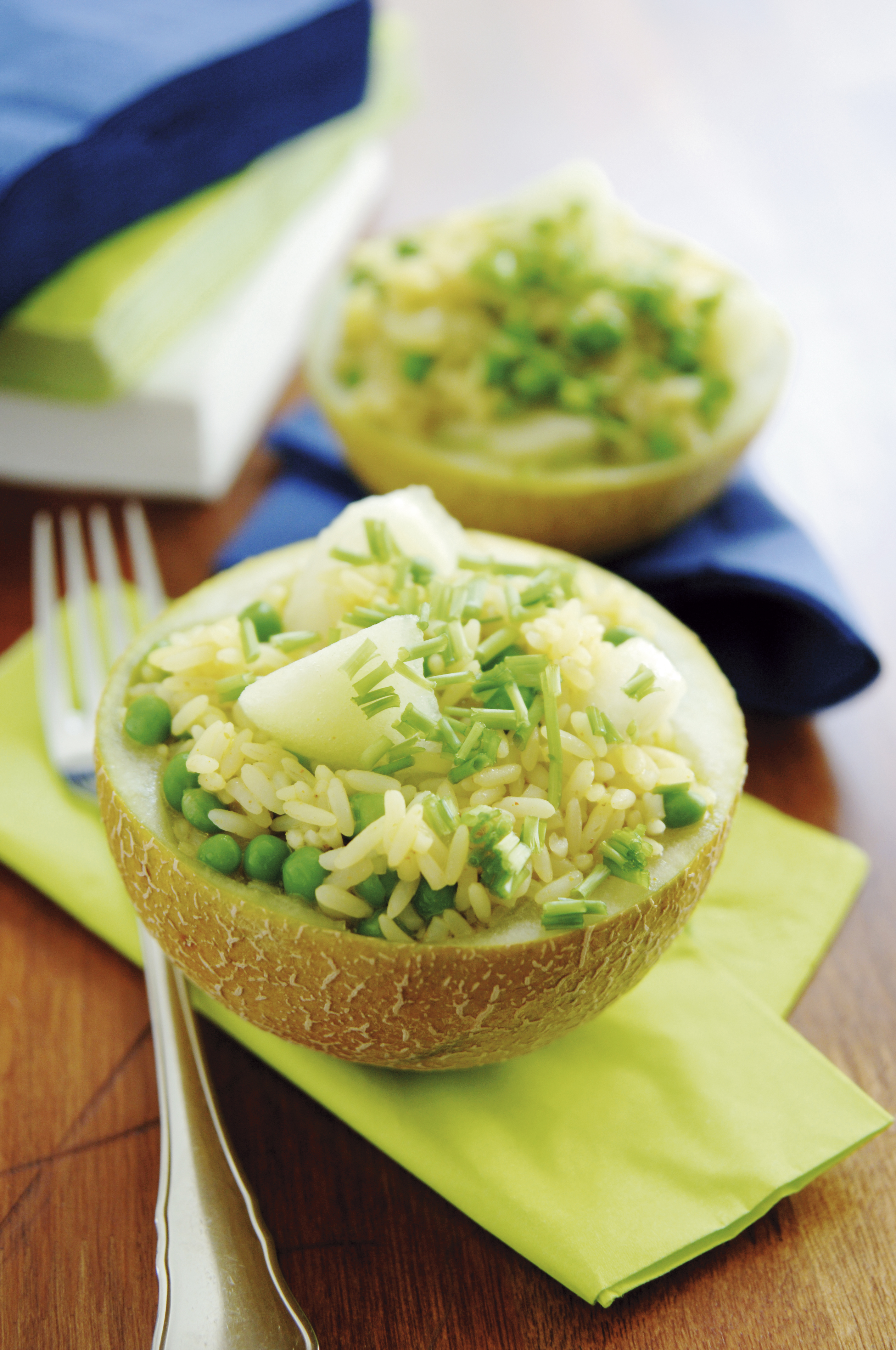 Ris med melon og karrysmør