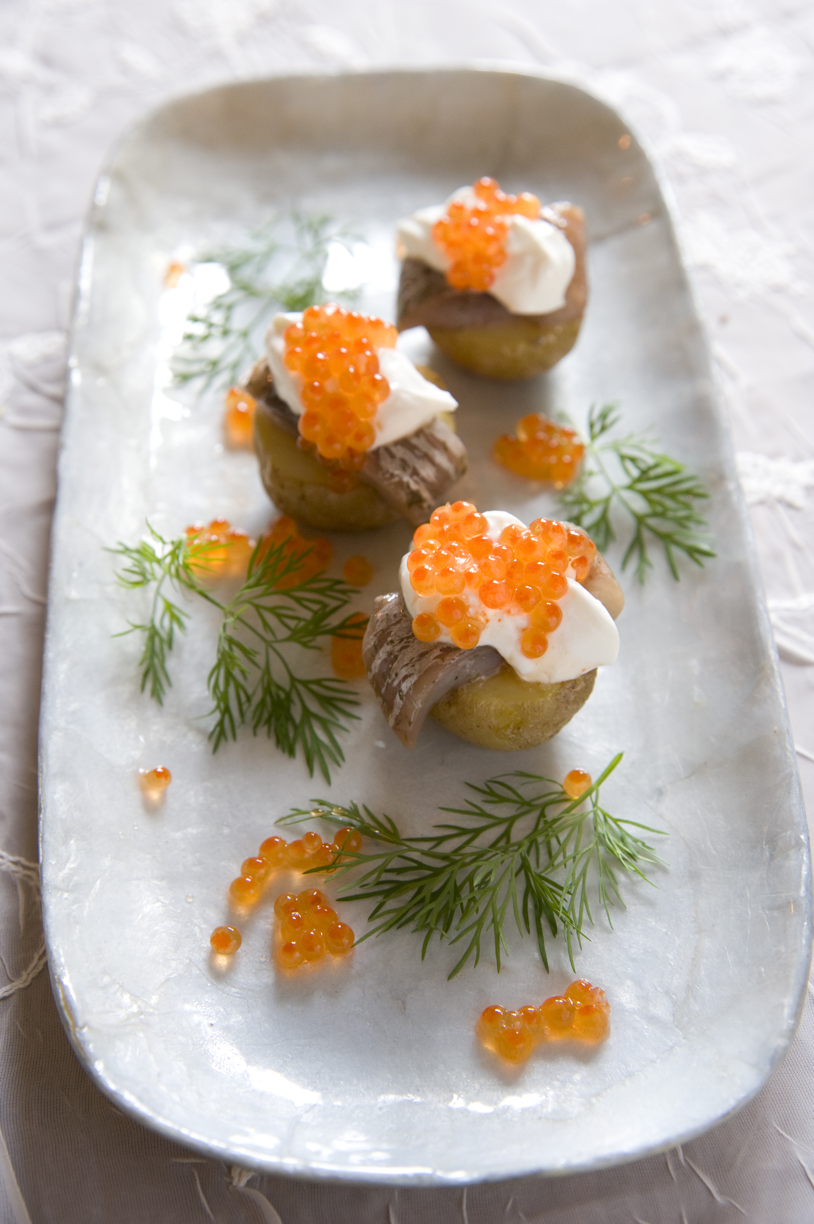 Små bagte kartofler med matjessild