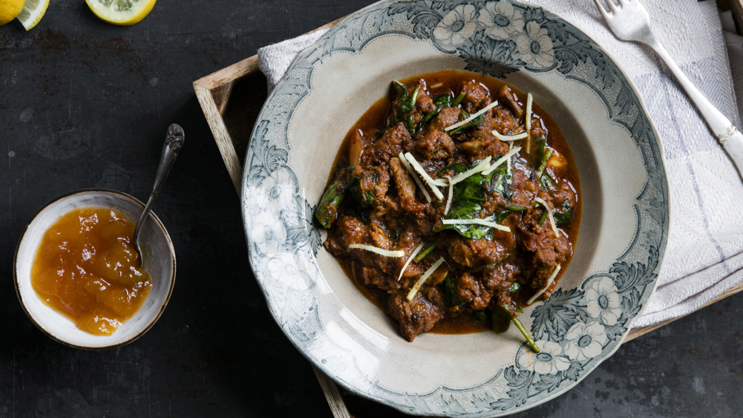 Indianstyle lam i ingefær og tomat