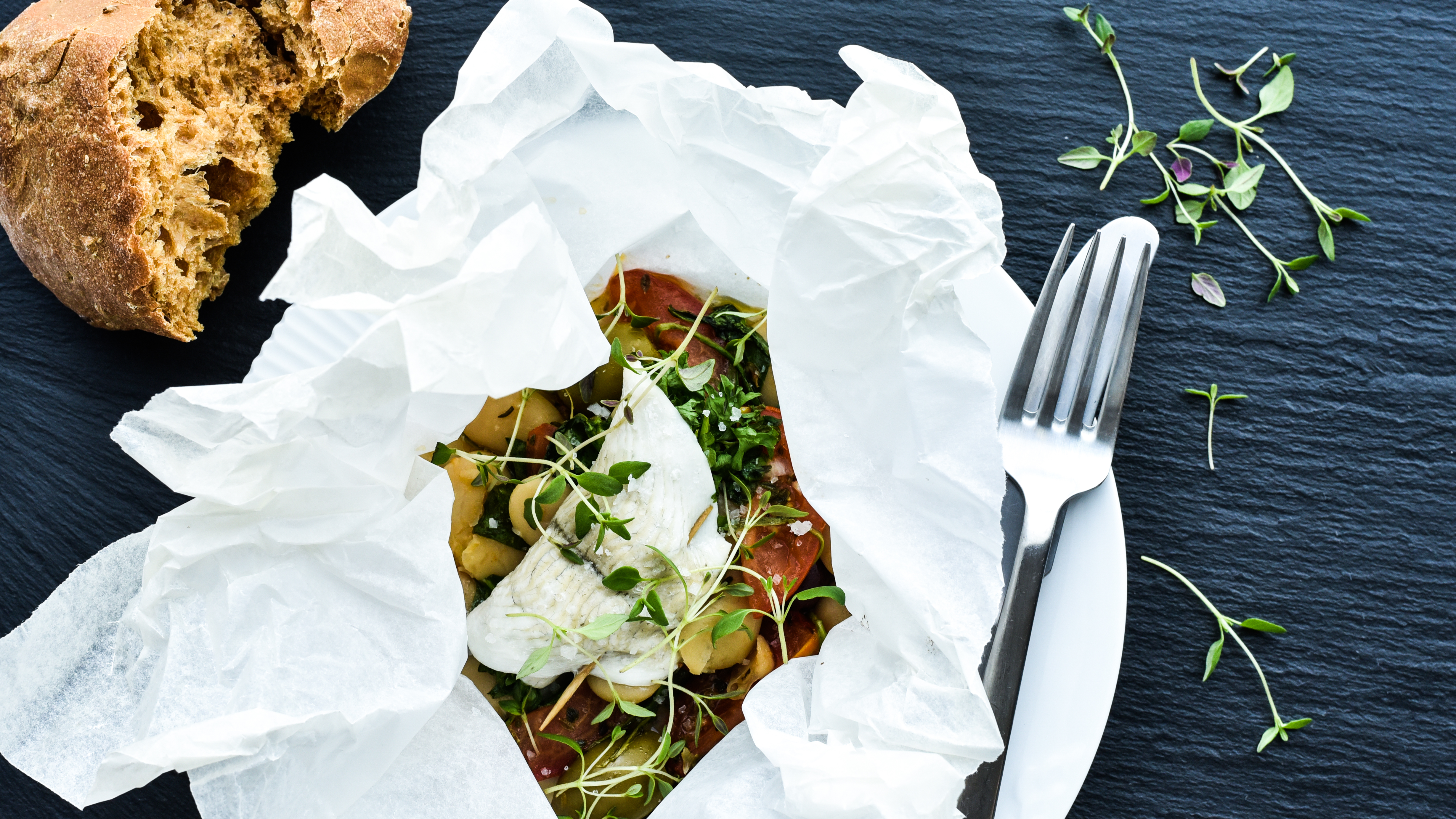 Rødspætteruller  en papilotte