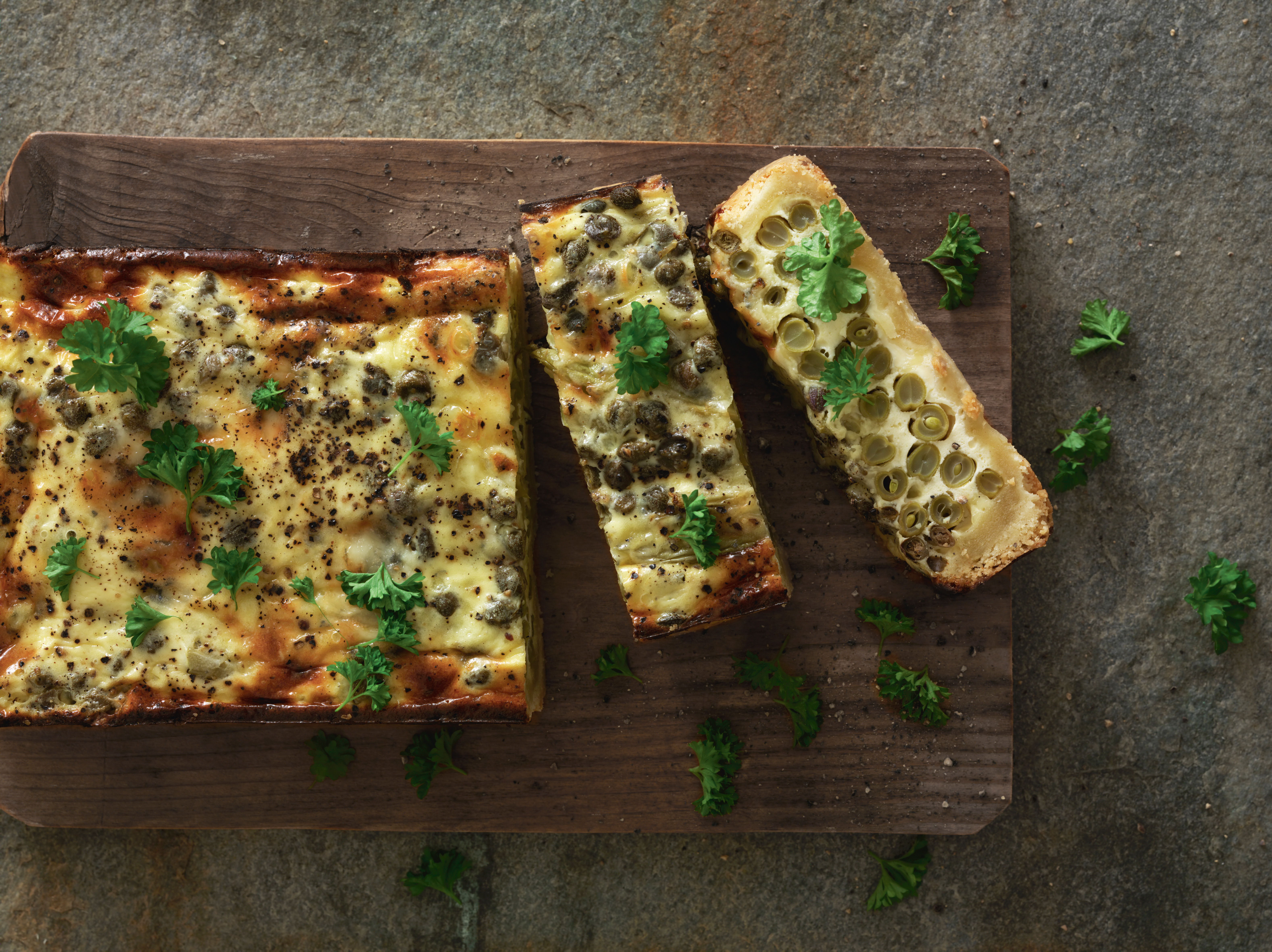 Tærte med grønne bønner og kapers