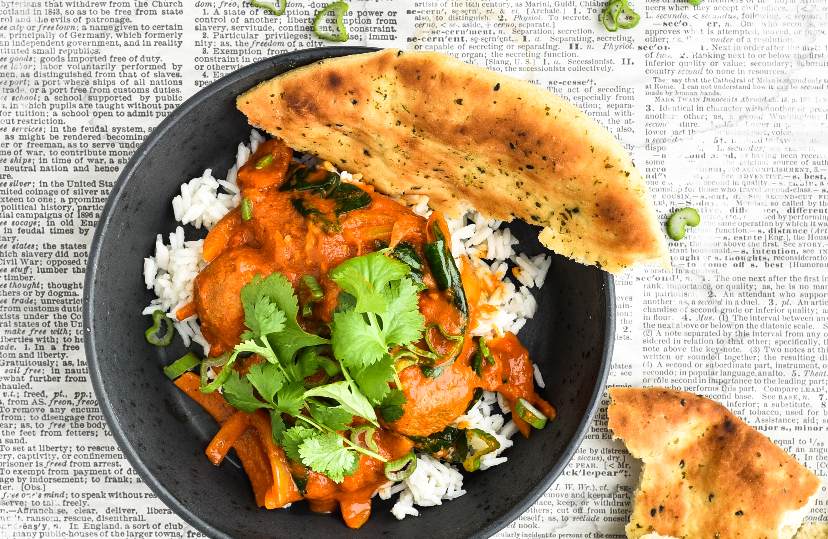 Indisk gryde med planteboller