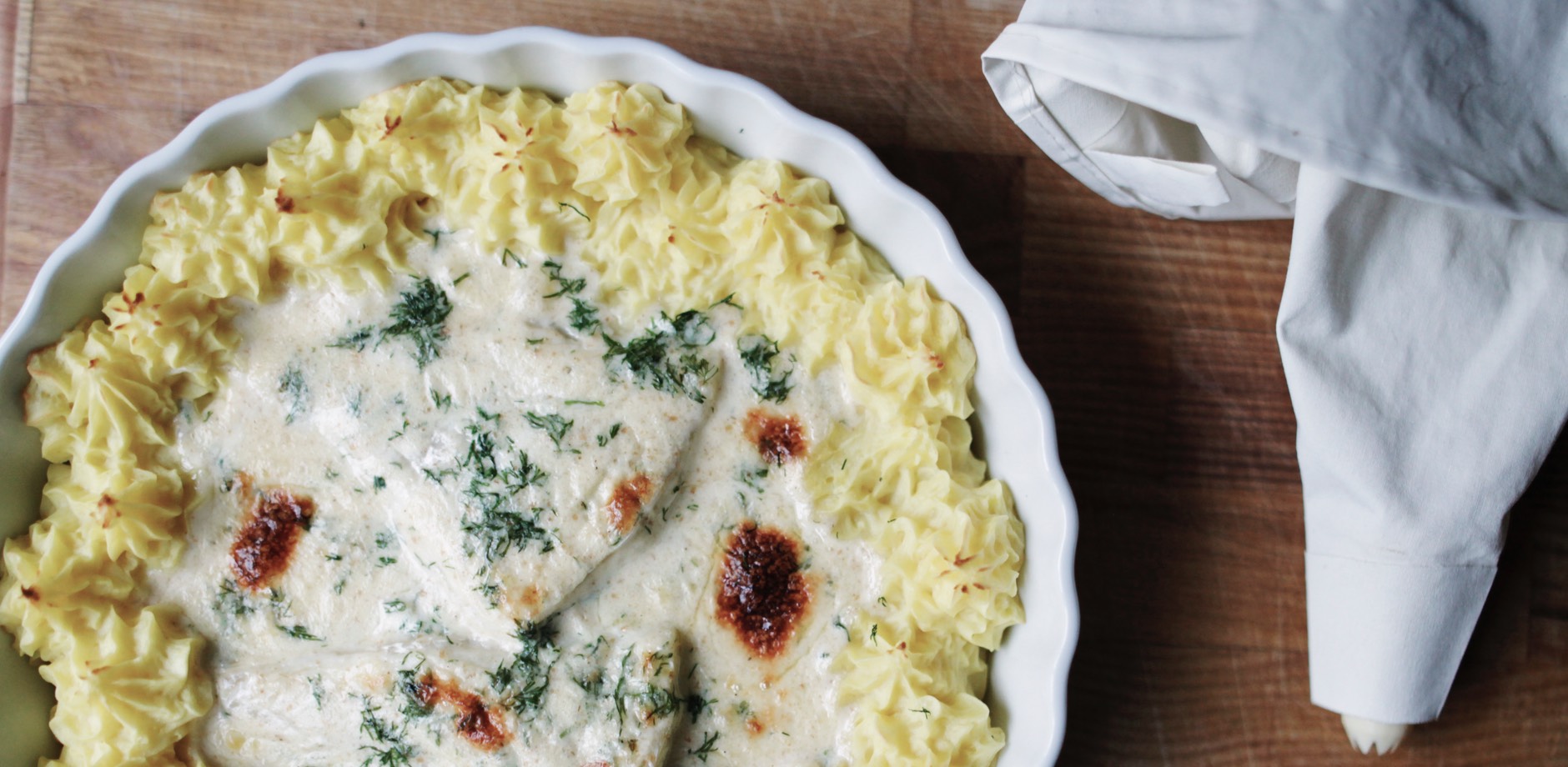 Fiskegratin med kartoffelmos