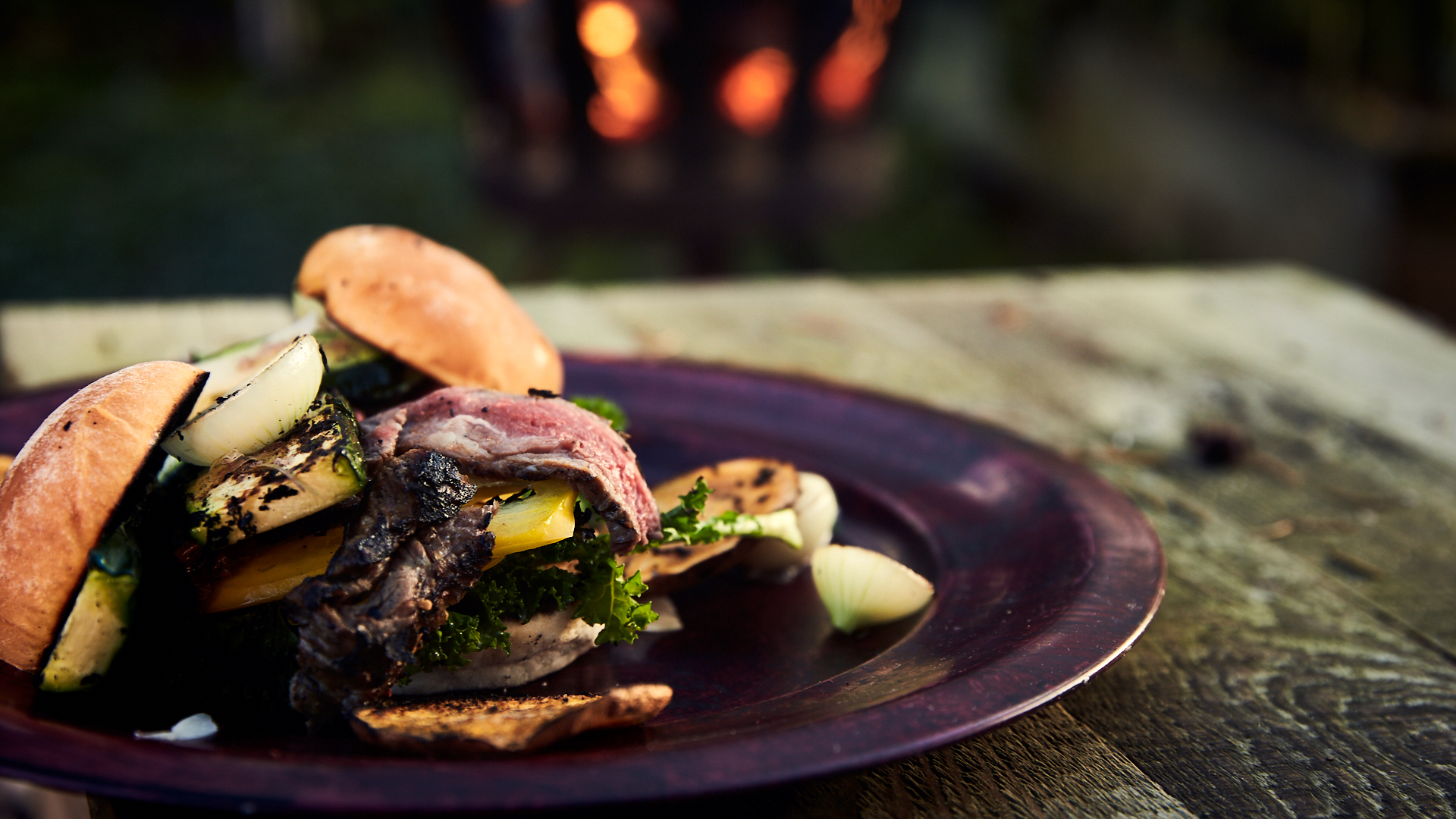 Grillet burger med flanksteak