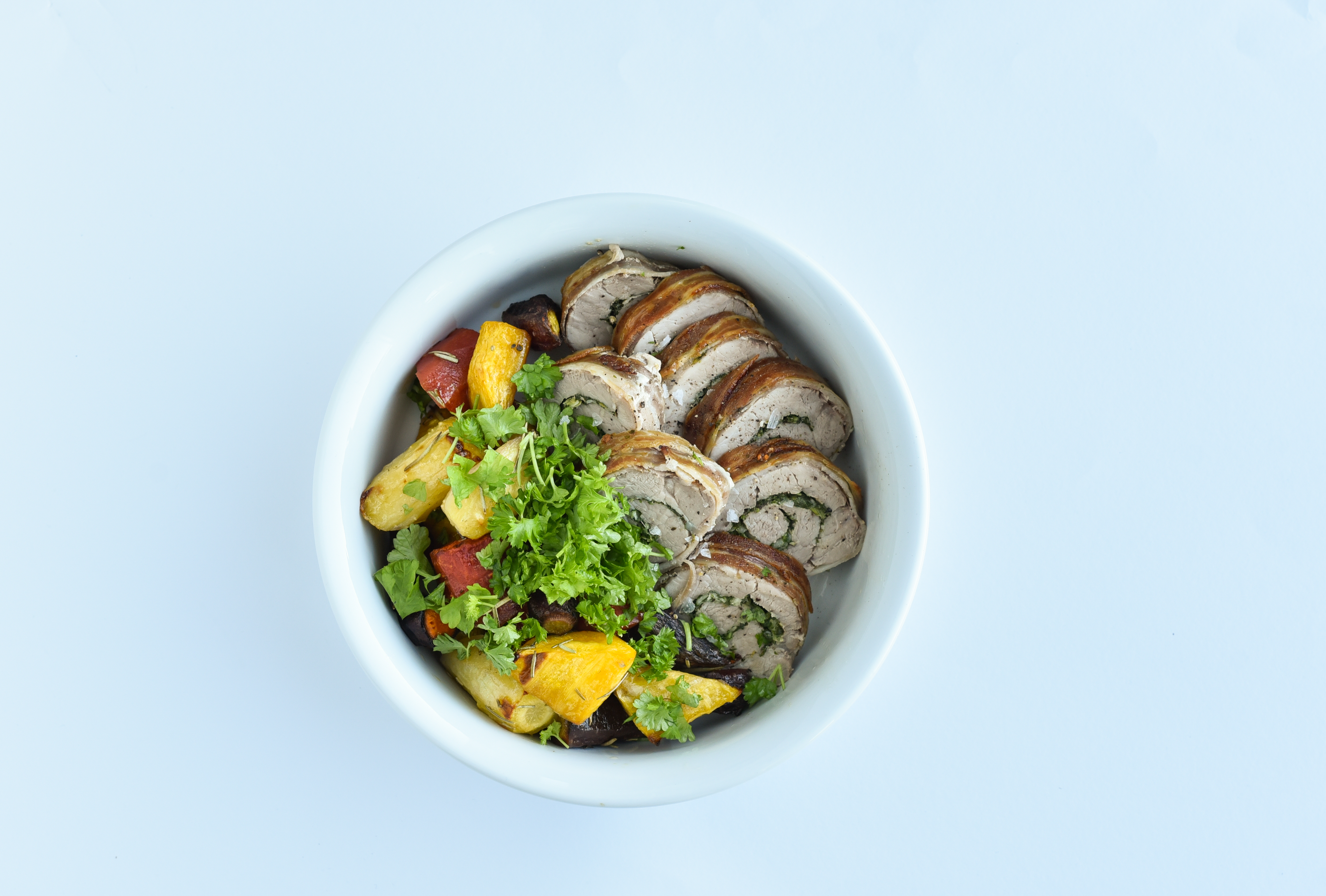 Fyldt mørbrad med urter og citron