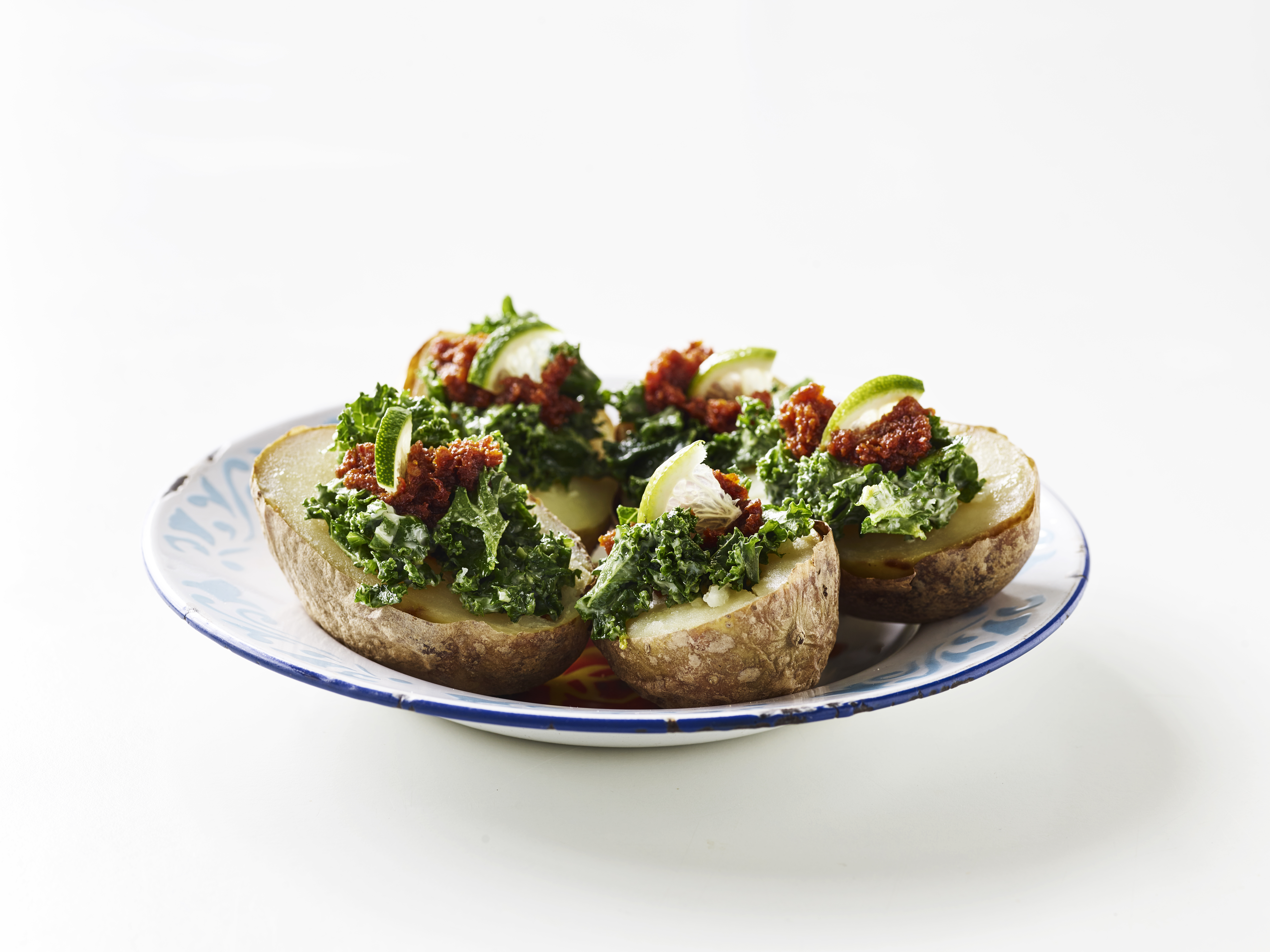 Bagt kartoffel med grønkål