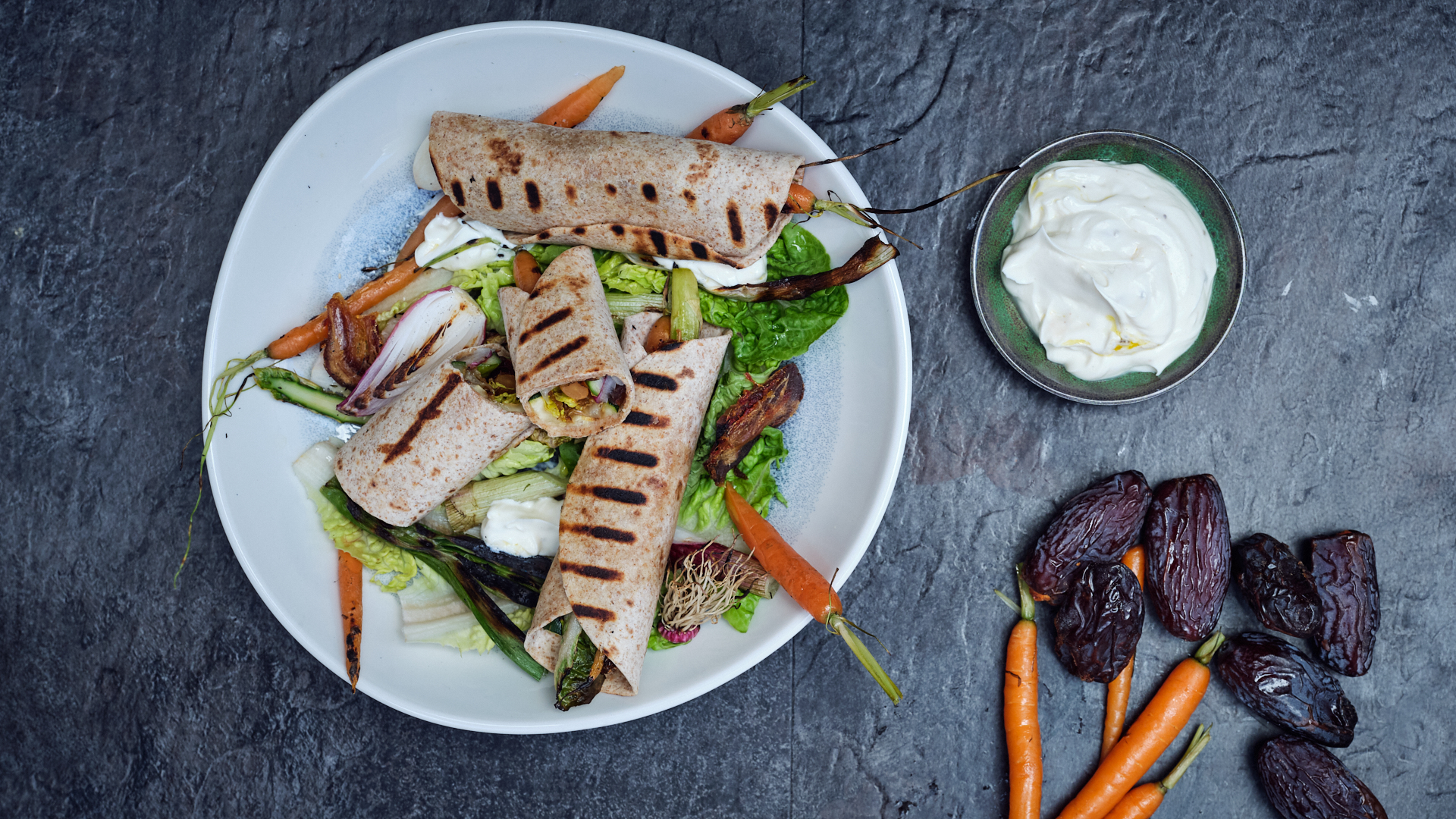 Tortilla wraps med grillet grønt