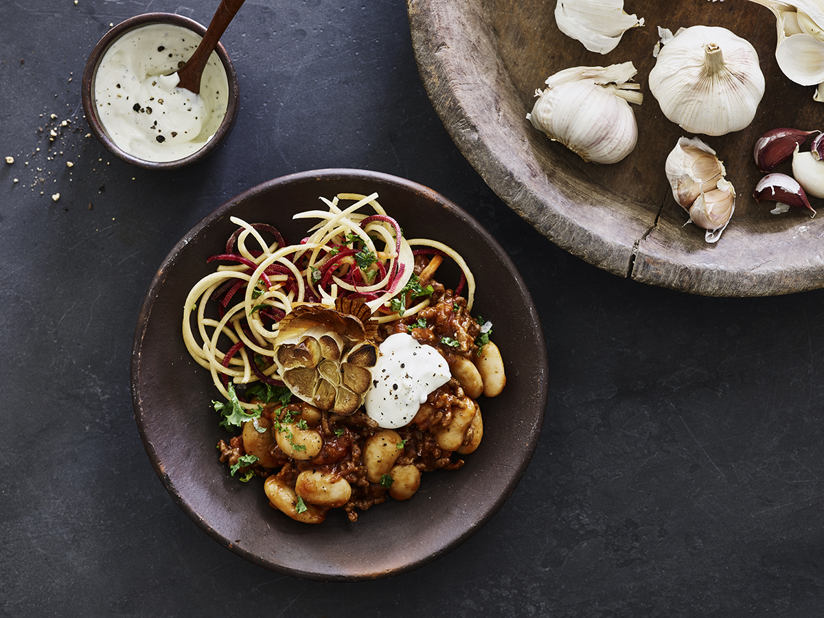 Nem chili con carne med bagte hvidløg
