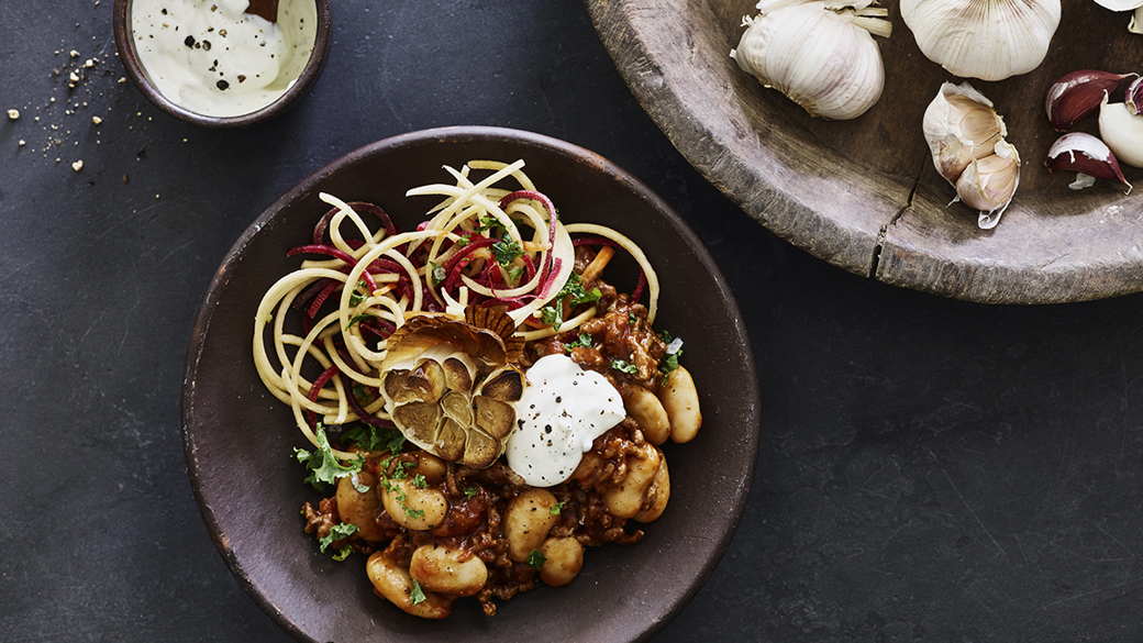 Nem chili con carne med bagte hvidløg