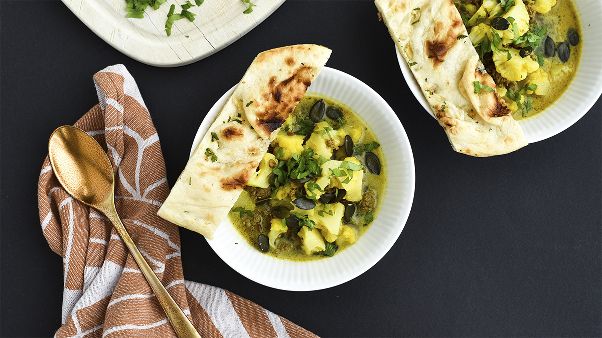 Karrysuppe med oksekød og linser