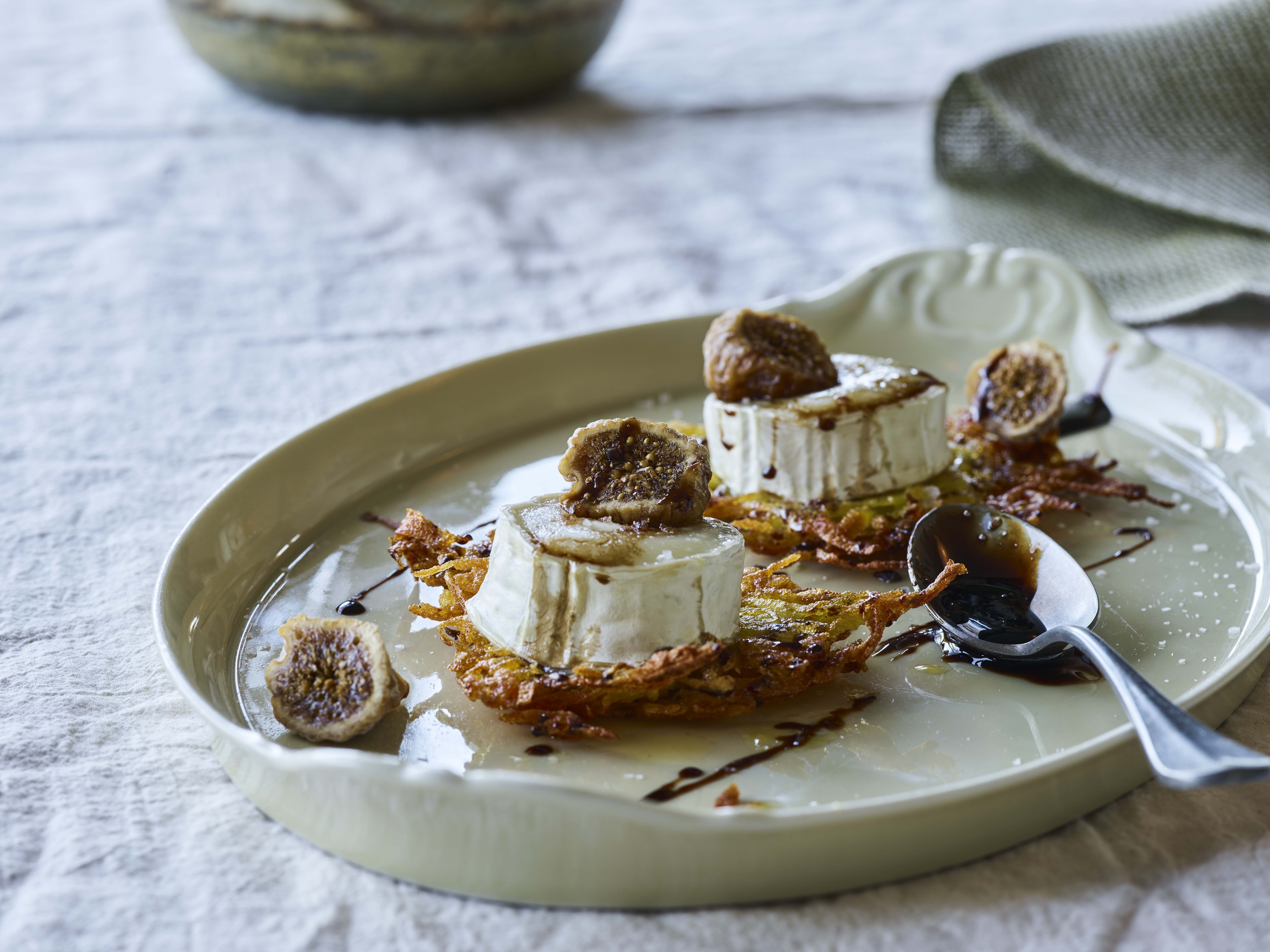 Kartoffelrøsti med gedeost og figner
