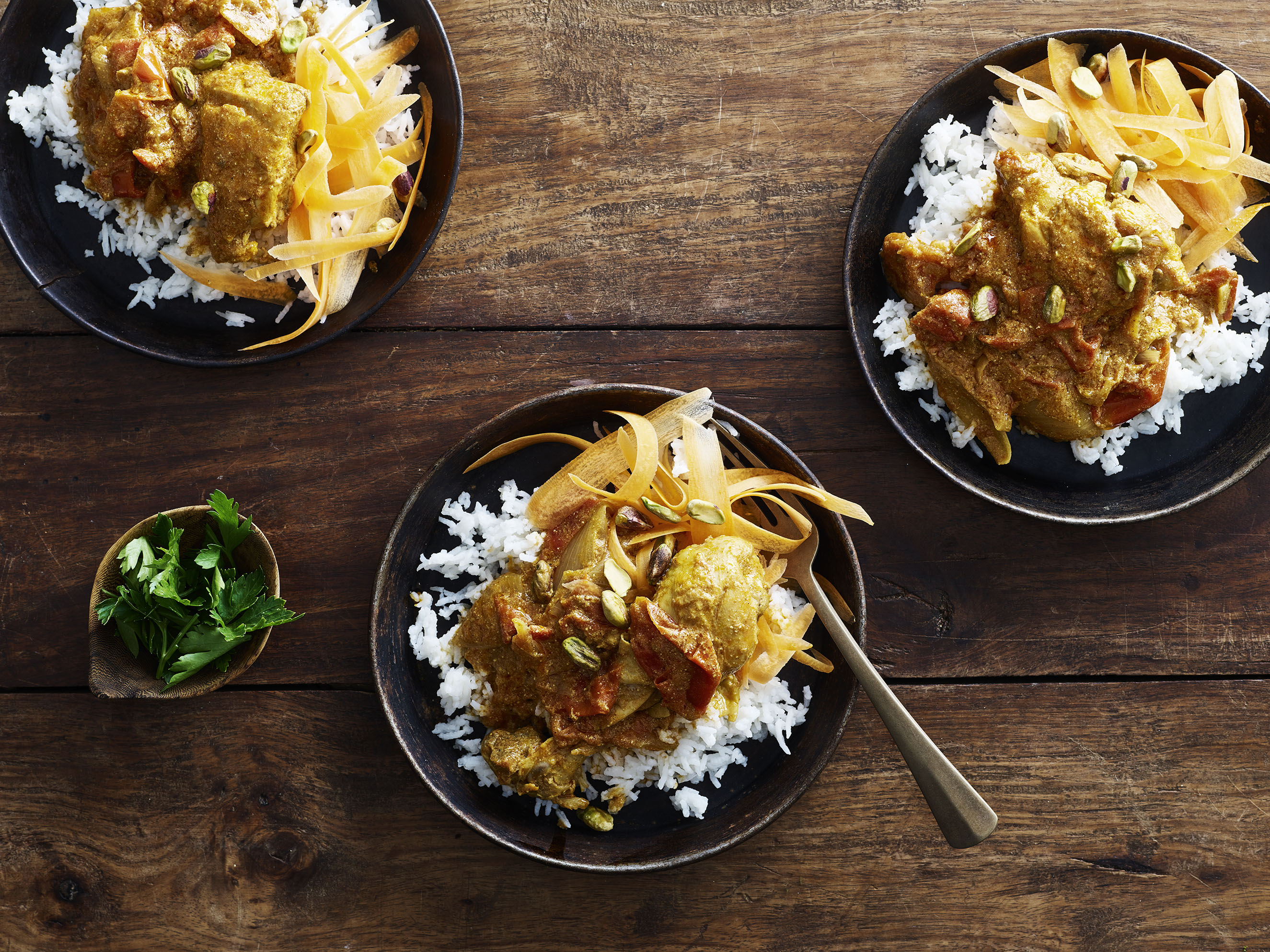 Garam masala-kylling med tomat og løg