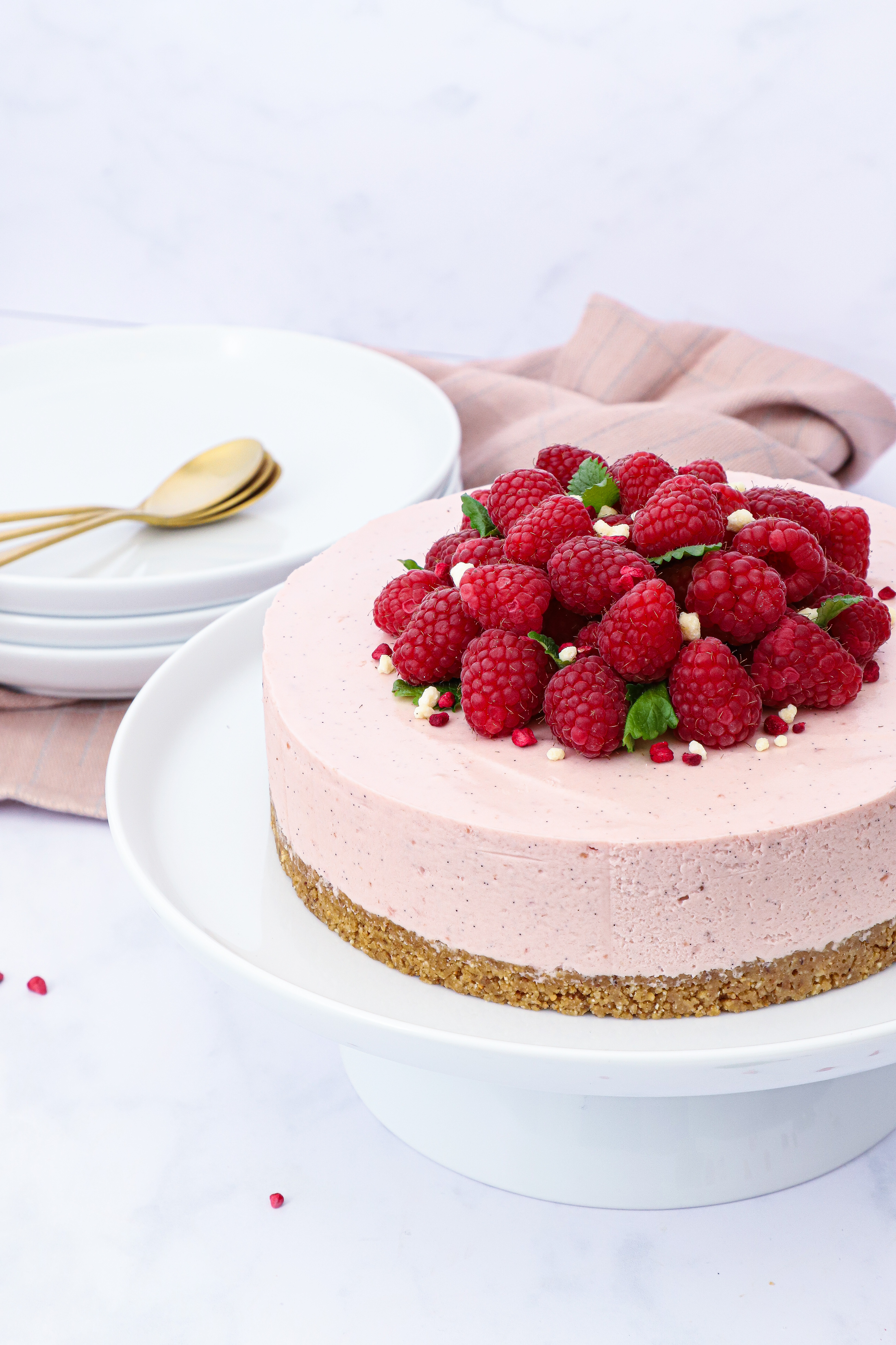 Cheesecake med hindbær