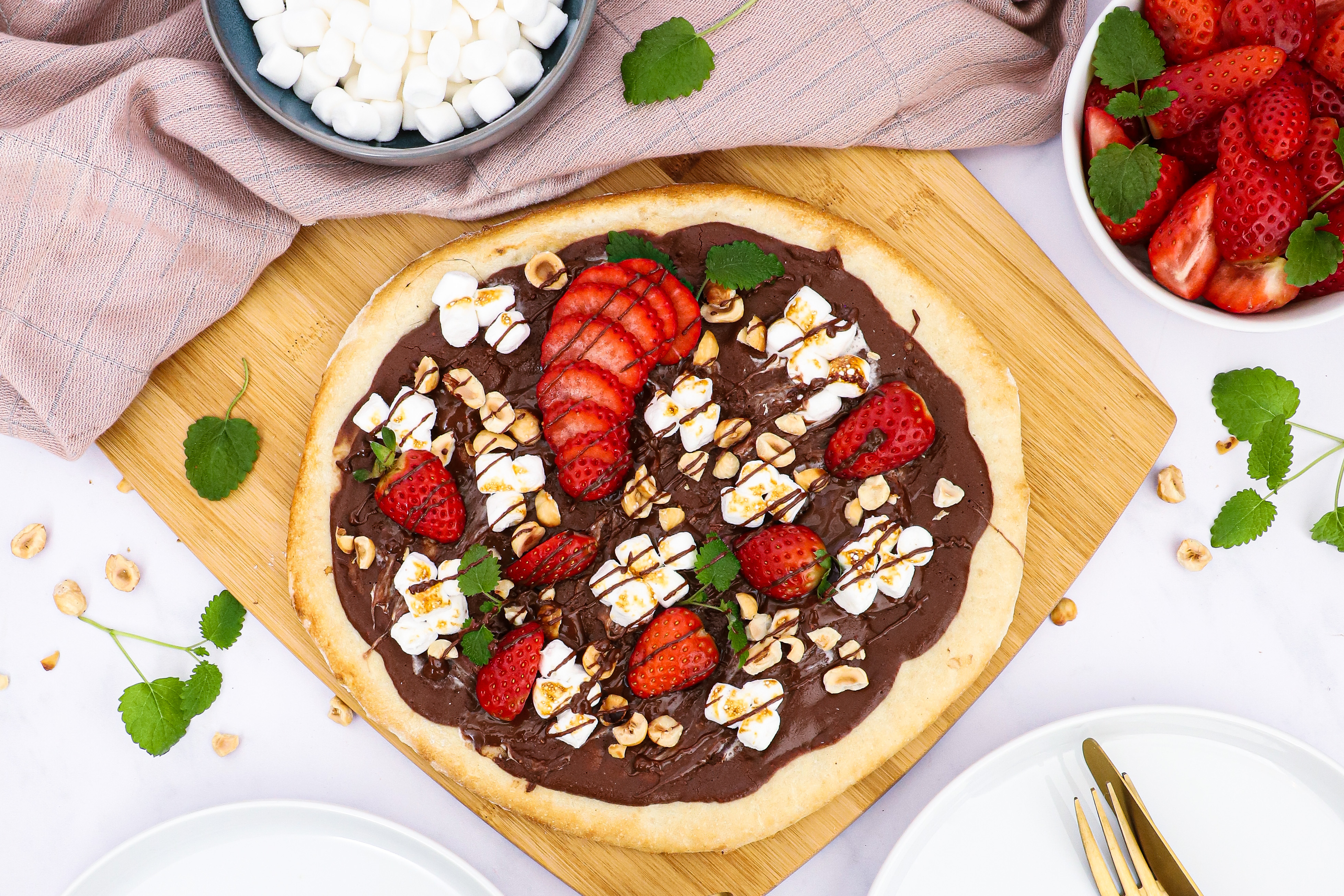 Dessertpizza med nøddecreme