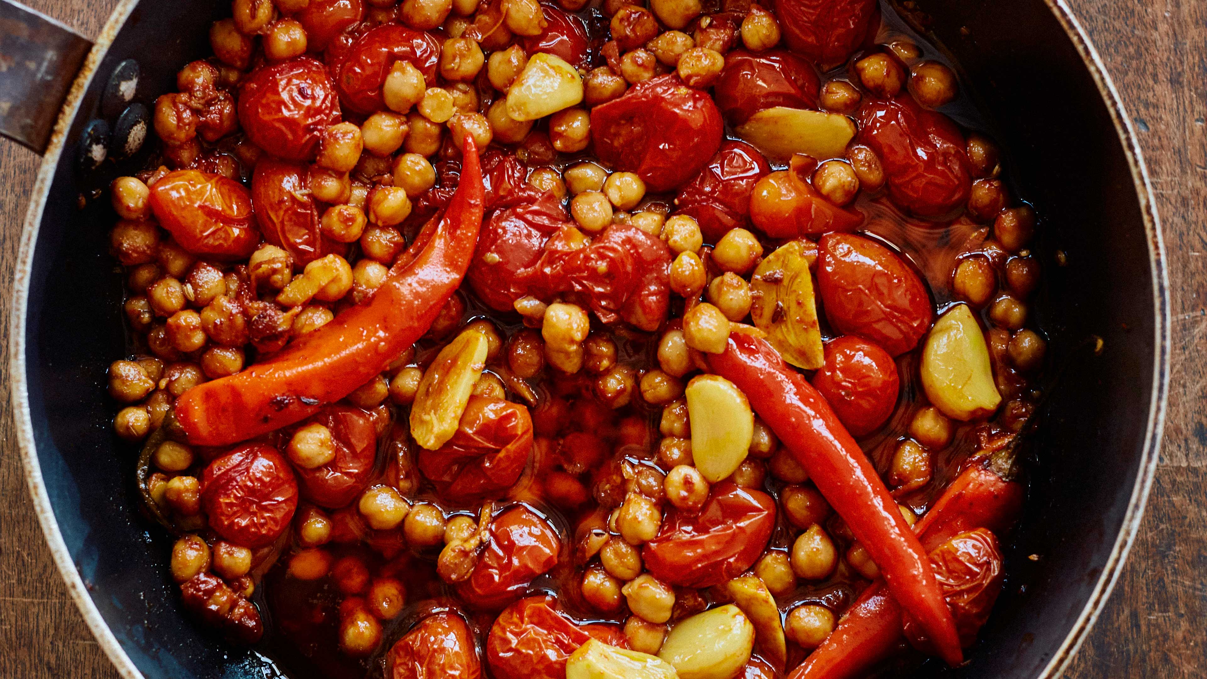 Confiterede tandoori-kikærter