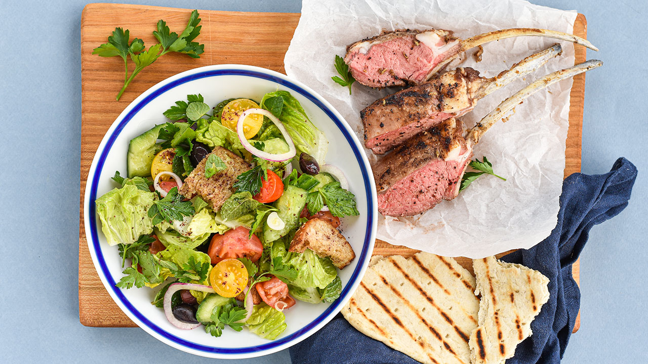 Lammekrone med krydderrub og fattoush