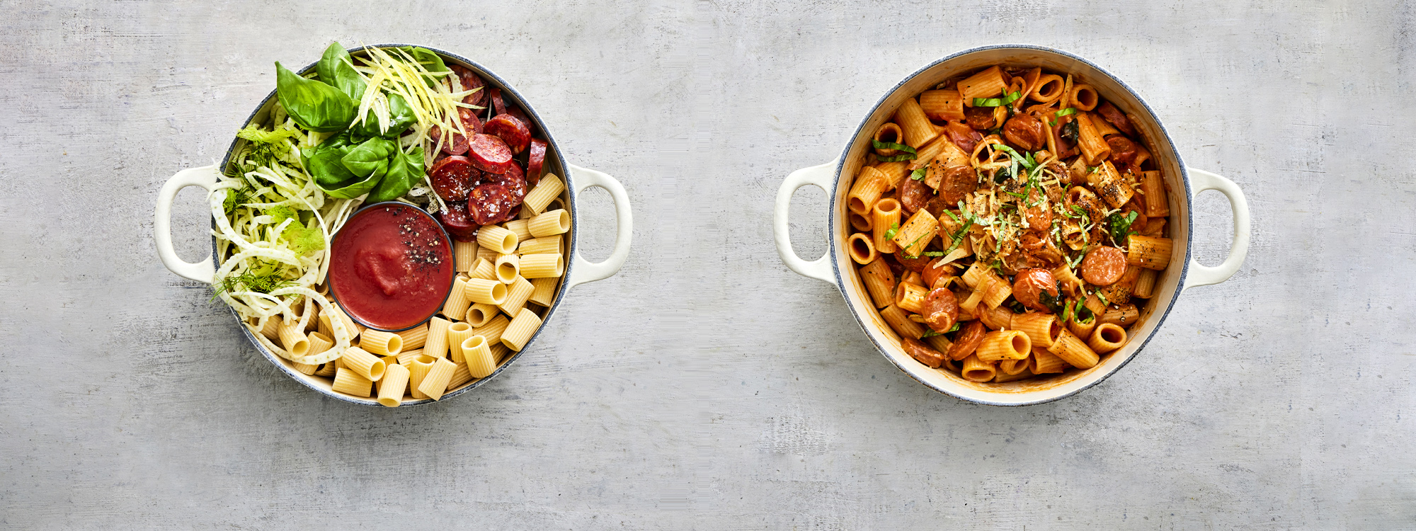 One pot med chorizo, fennikel og tomat