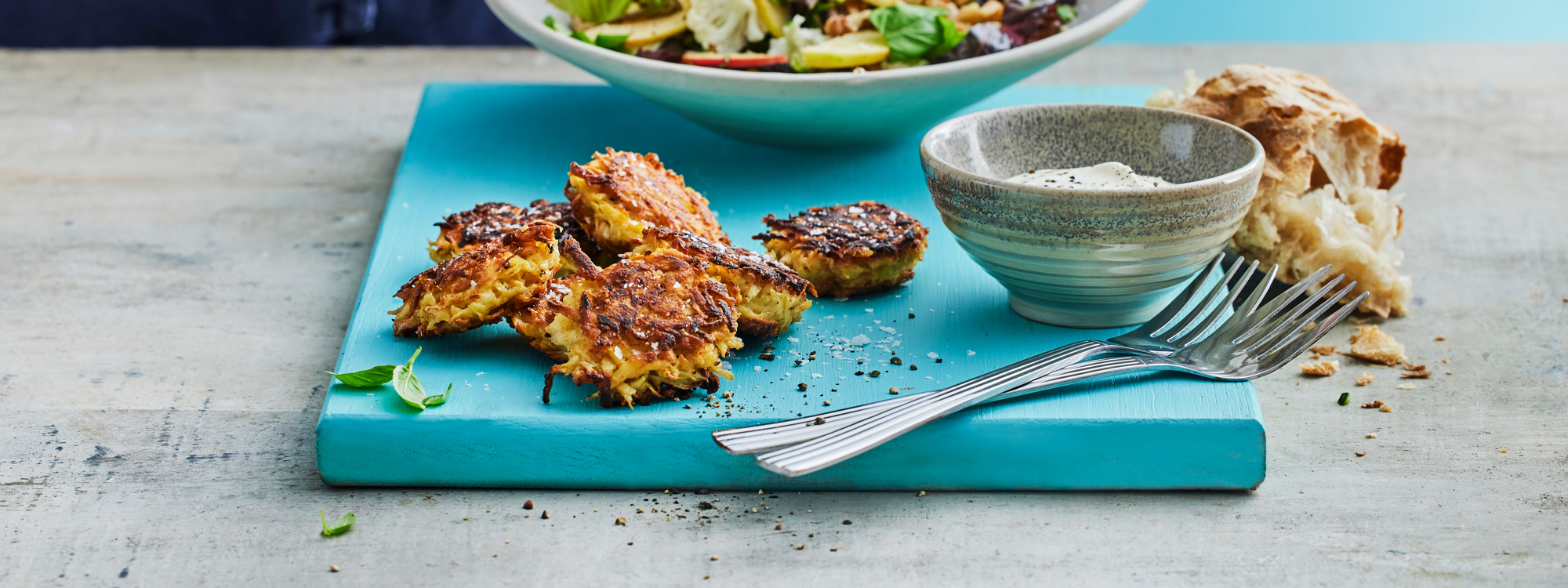 Pastinakbøffer med senneps-creme-fraiche