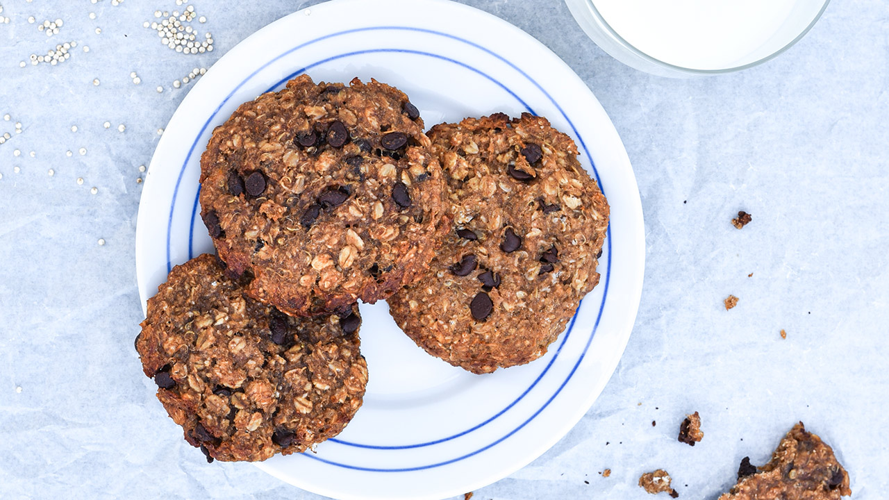 Quinoacookies med chokolade