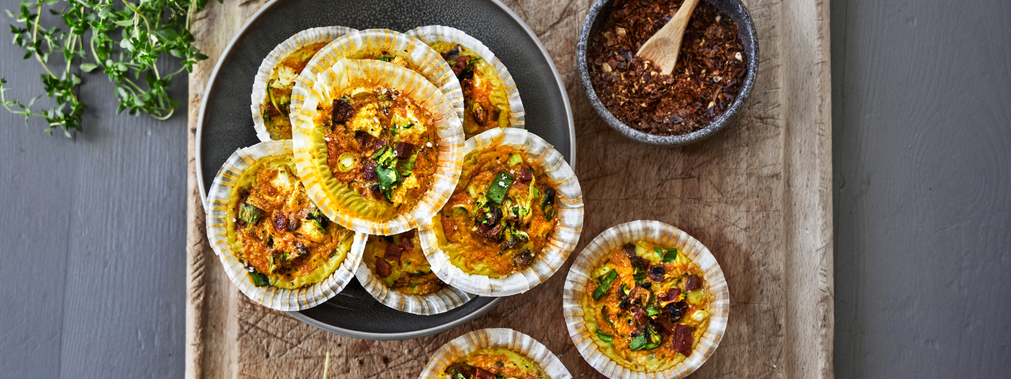 Grøntsagsmuffins med chorizo