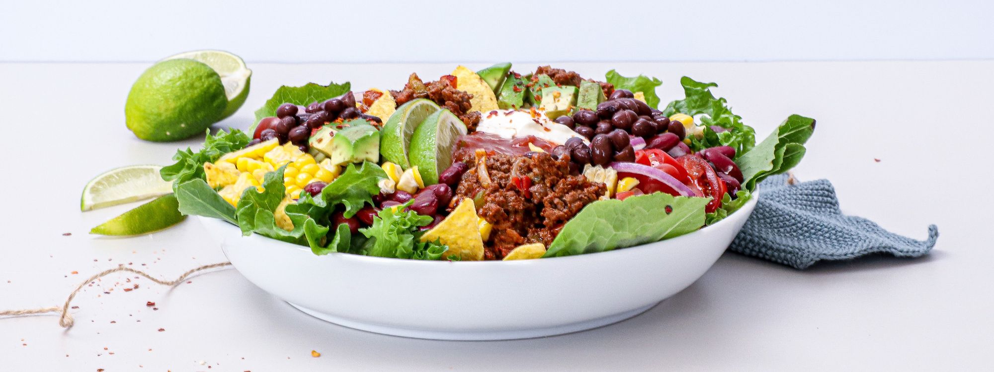 Mexicansk taco bowl med krydret oksekød