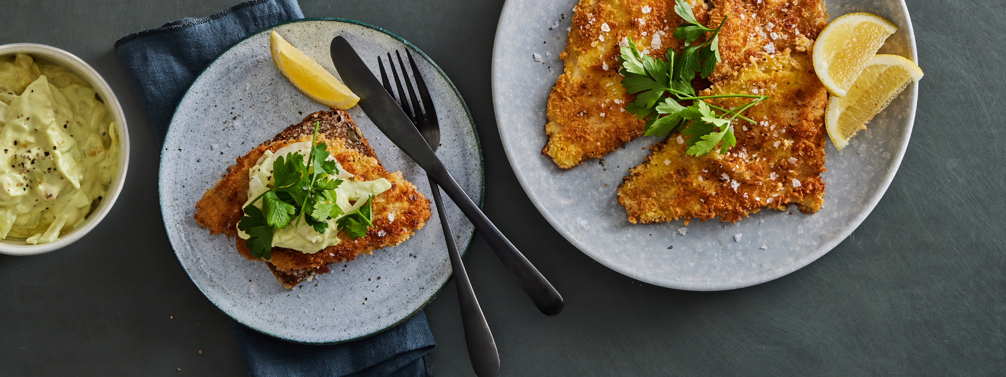 Stegte fiskefileter med remoulade med fennikel