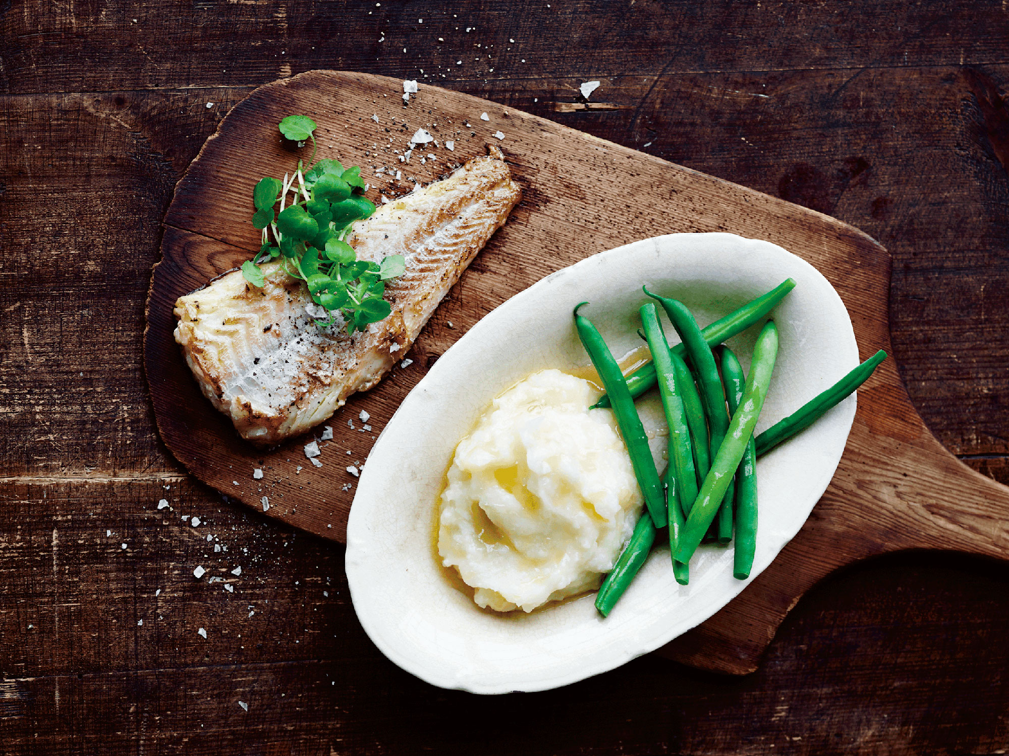 Torsk med kartoffel - blomkålsmos og brunet smør