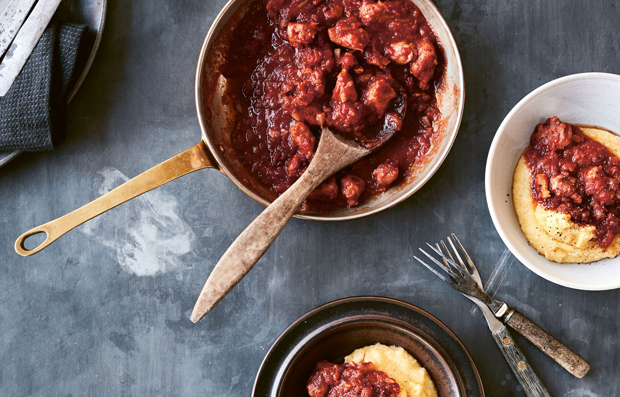 Cremet polenta med salsiccia